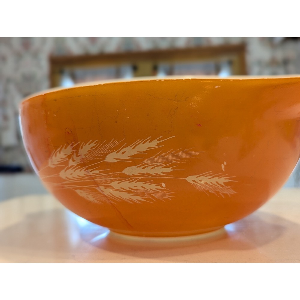 Vintage Pyrex Autumn Harvest Wheat Cinderella Mixing Bowls 441 442 Set of 2 - Picture 3 of 16